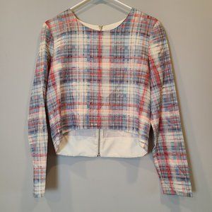 NICHOLAS Plaid Crop Top - Red, Blue, White